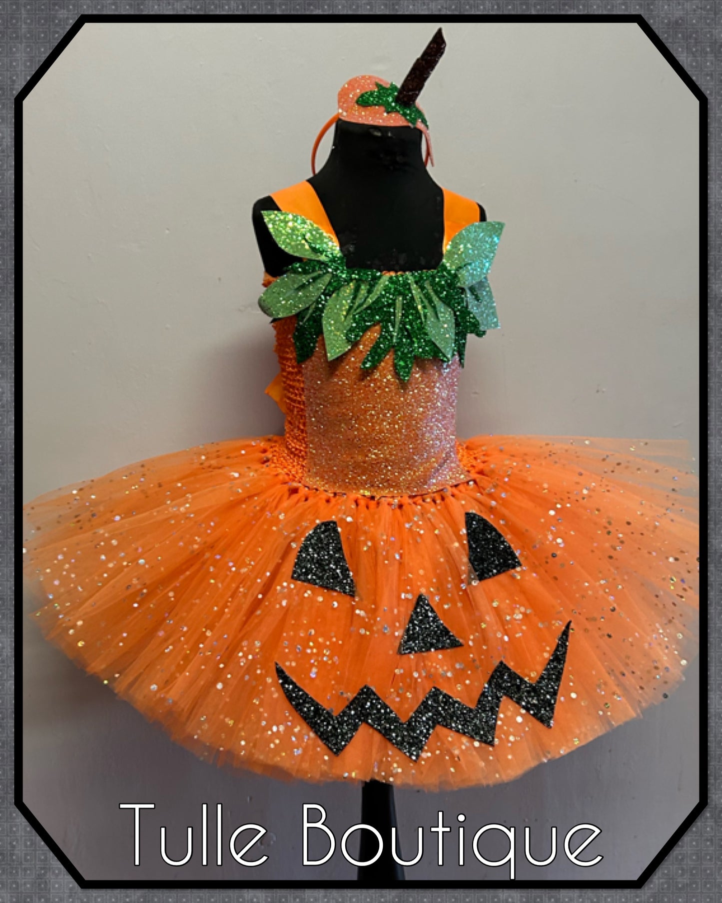 Girls Pumpkin glitter Halloween costume birthday tutu dress