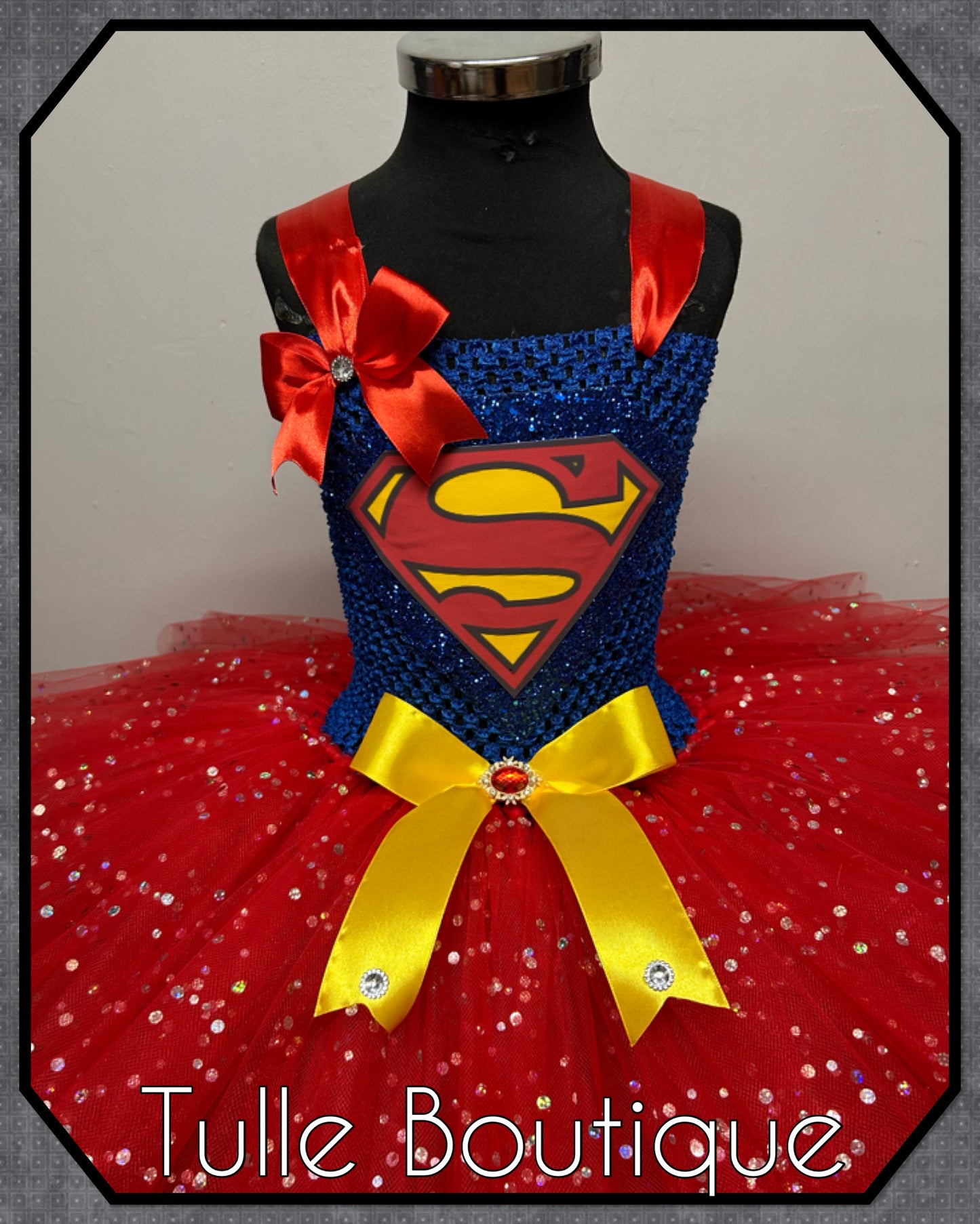 Girls Superman superhero tutu dress birthday party fancy dress costume