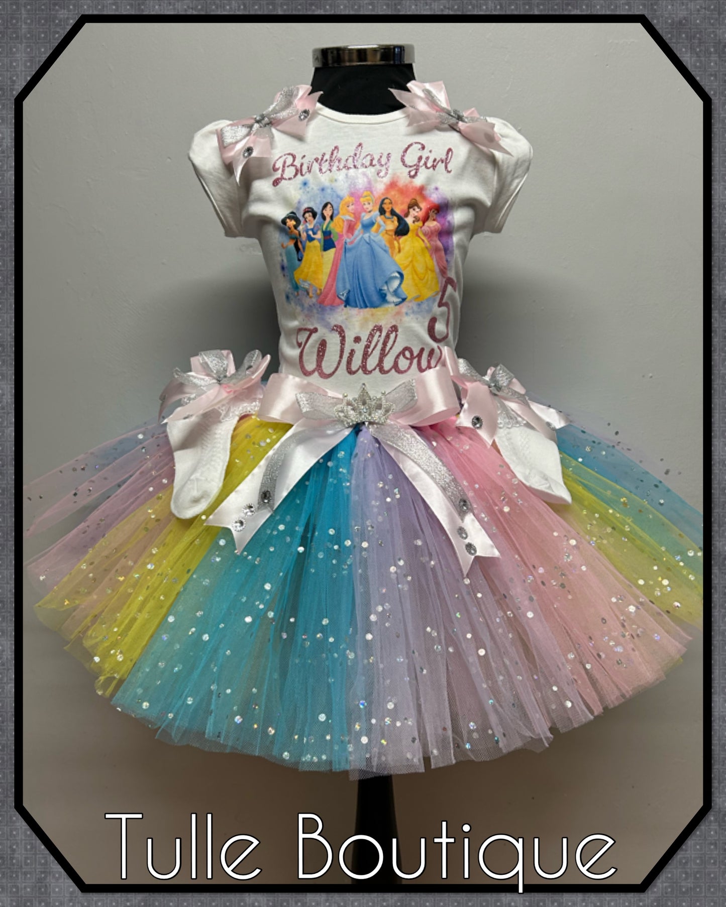 Girls Princess birthday party outfit tutu and T-shirt set