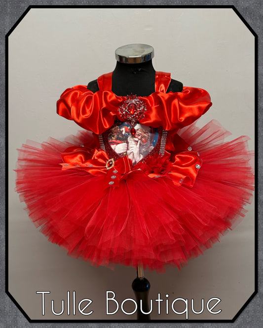 Girls Toddlers Vintage Santa Father Christmas ballgown tutu dress