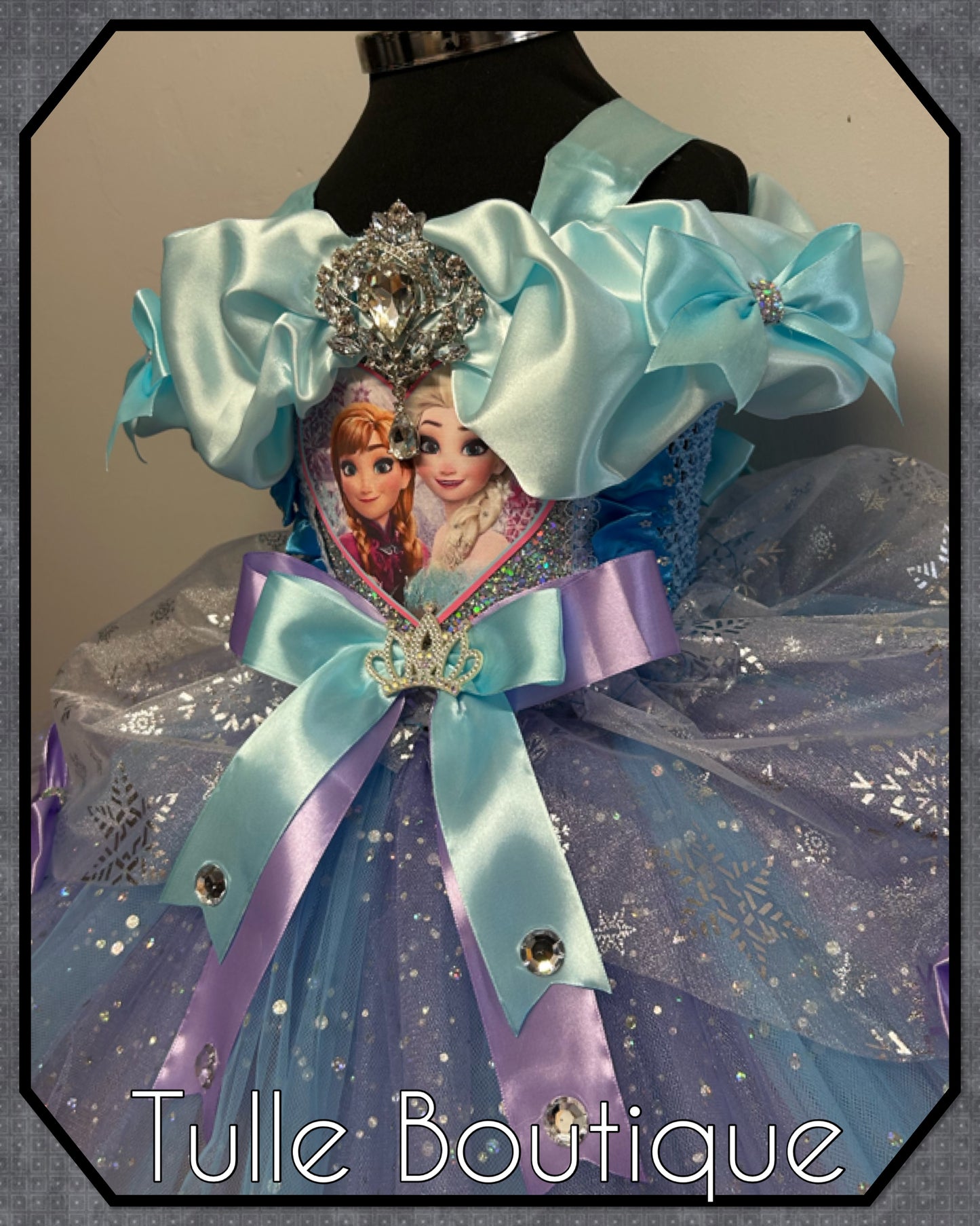 Girls Toddlers lilac and sky Frozen Elsa and Anna ballgown tutu dress