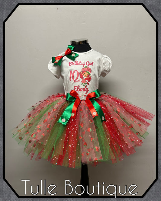 Girls toddlers Strawberry shortcake personalised T-shirt and tutu birthday party outfit dress