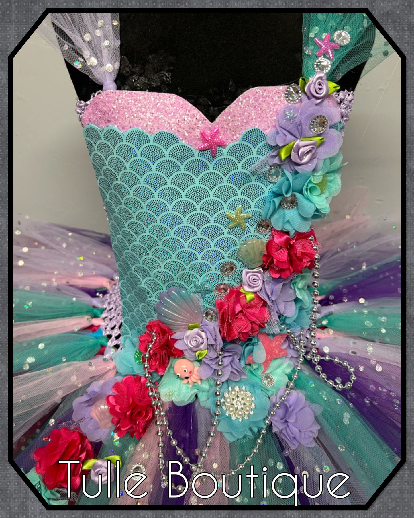 Girls Toddlers Mermaid princess under the sea themed tutu birthday party dress