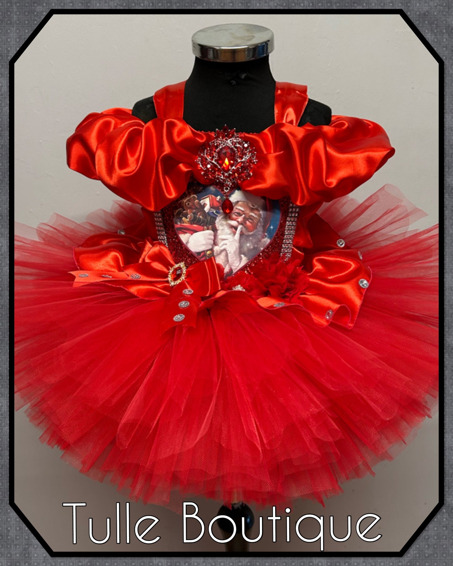 Girls Toddlers Vintage Santa Father Christmas ballgown tutu dress