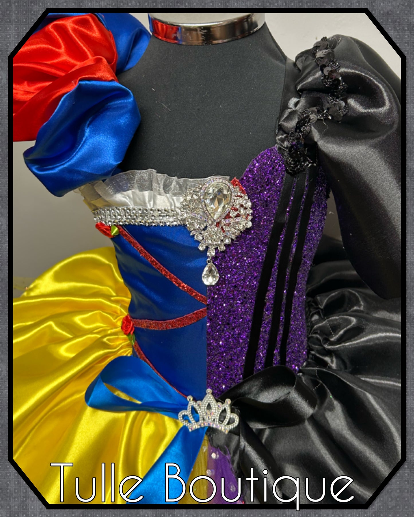 Girls Toddlers half and half ballgown Snow White and Evil Queen tutu dress fancy dress costume