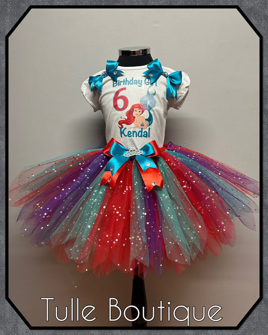 Girls Ariel little mermaid birthday party tutu and T-shirt fancy party outfit