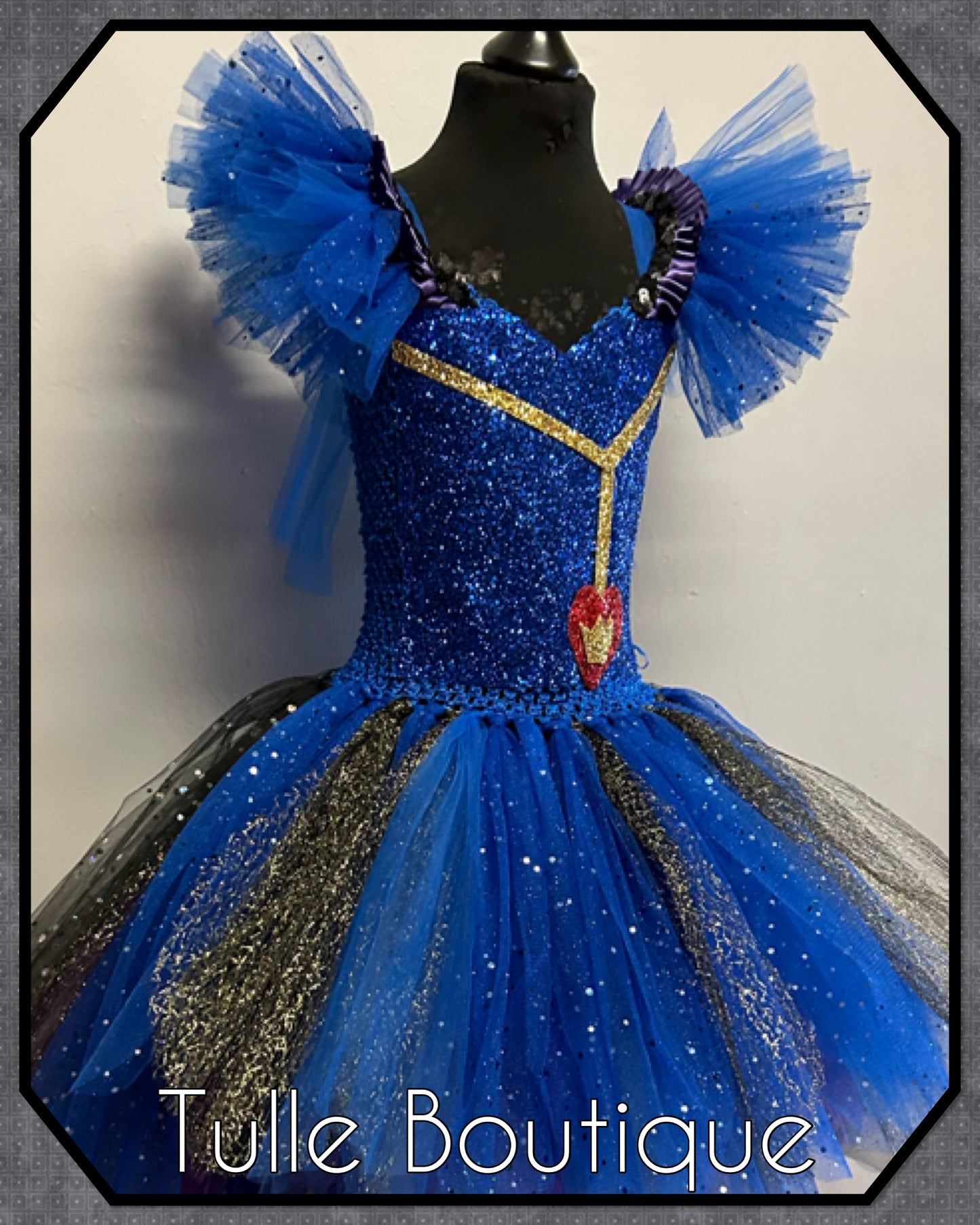 Girls Descendants Evie blue princess tutu birthday Halloween party dress