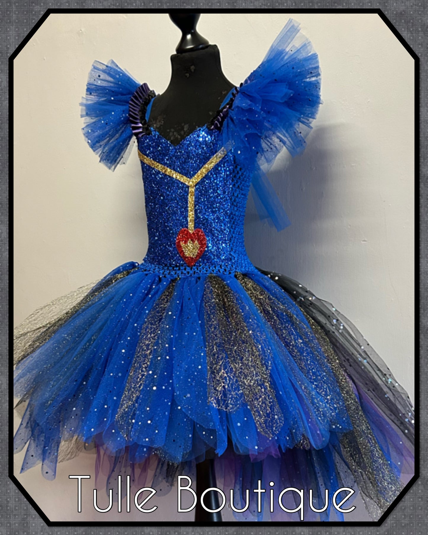 Girls Descendants Evie blue princess tutu birthday Halloween party dress