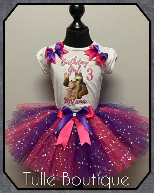 Girls Toddlers Masha and bear birthday party outfit tutu dress