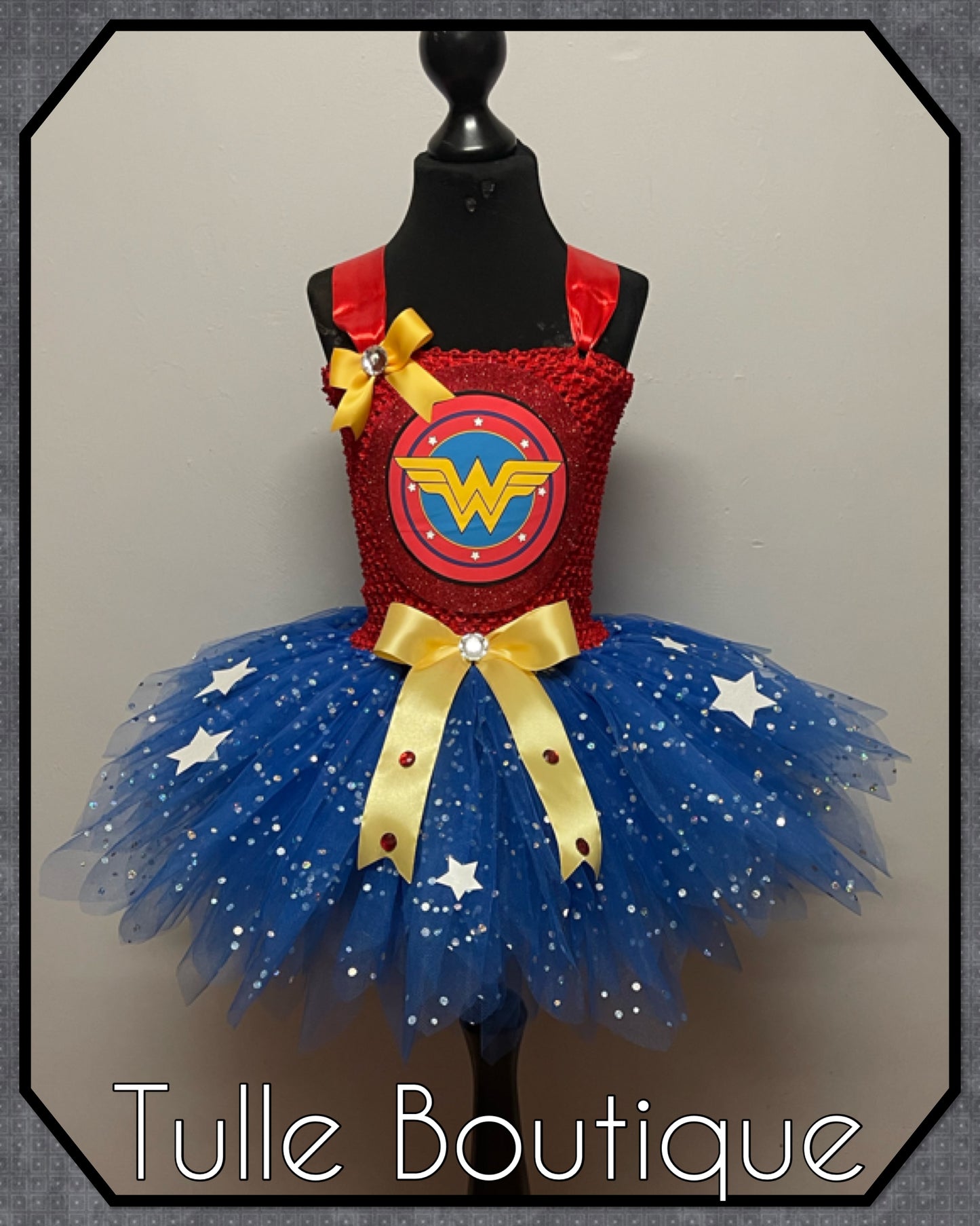 Girls Wonder Woman superhero tutu dress birthday party fancy dress costume