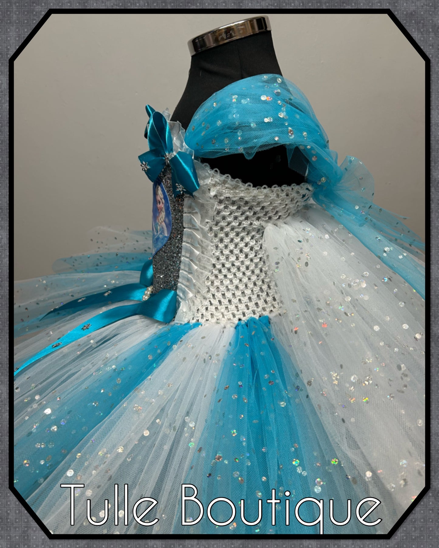 Frozen Elsa and Anna birthday party princess tutu dress with tulle cape