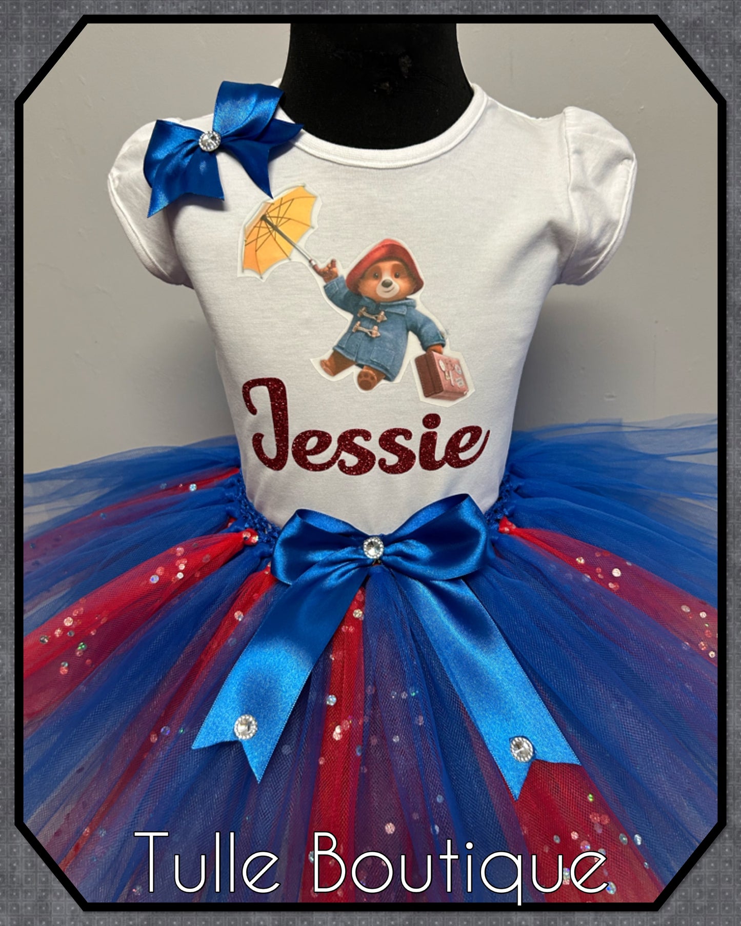 Girls Paddington Bear T-shirt and tutu dress birthday party outfit