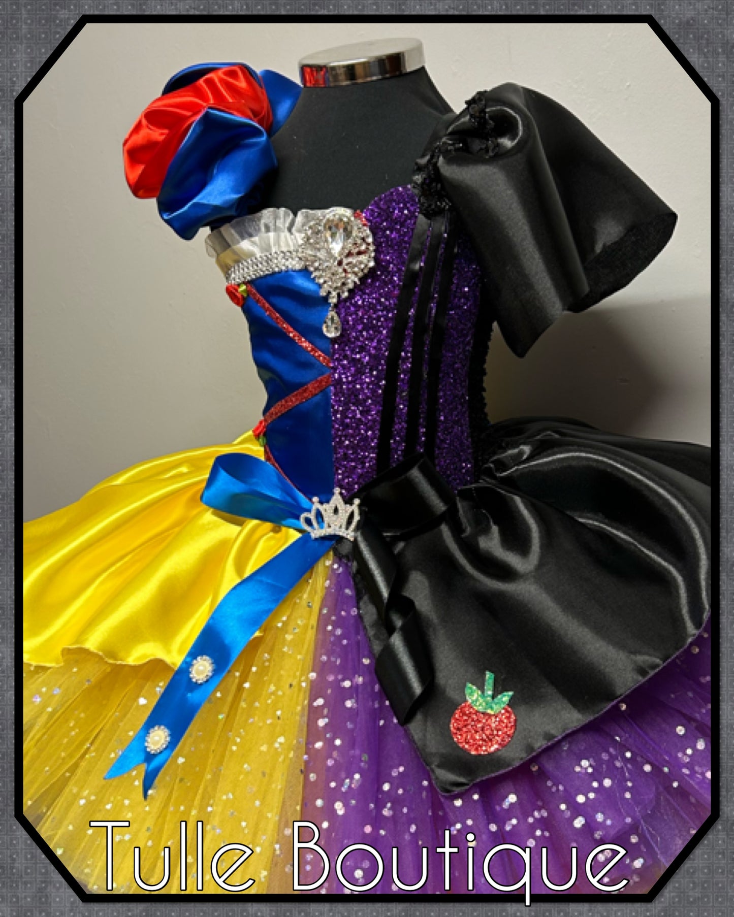 Girls Toddlers half and half ballgown Snow White and Evil Queen tutu dress fancy dress costume