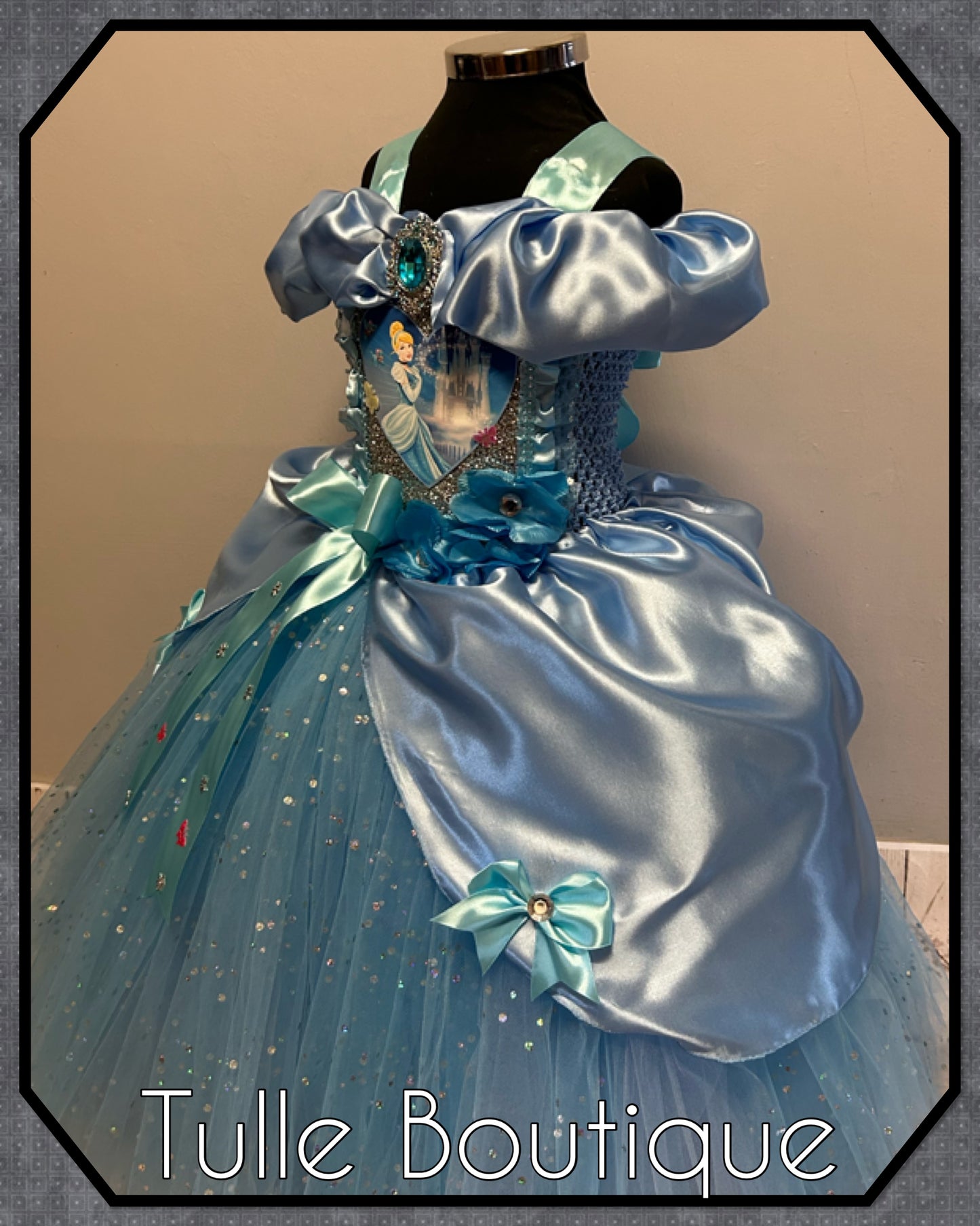 Girls Cinderella Princess full length blue ballgown tutu dress