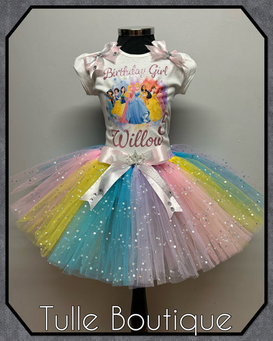 Girls Princess birthday party outfit tutu and T-shirt set