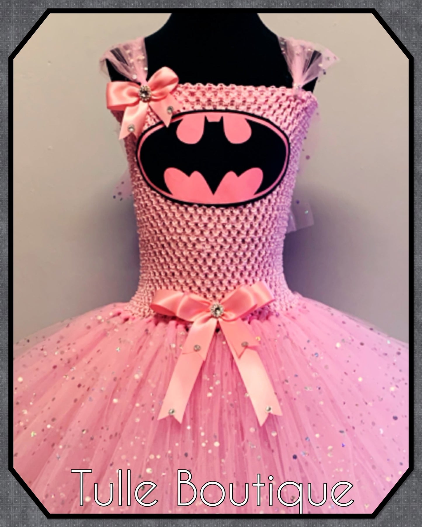 Girls Pink Batman superhero tutu dress birthday party fancy dress costume