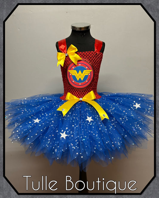 Girls Wonder Woman superhero tutu dress birthday party fancy dress costume