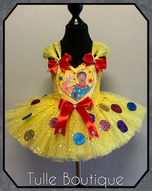 Girls Mr Tumble glitter spotty birthday tutu dress