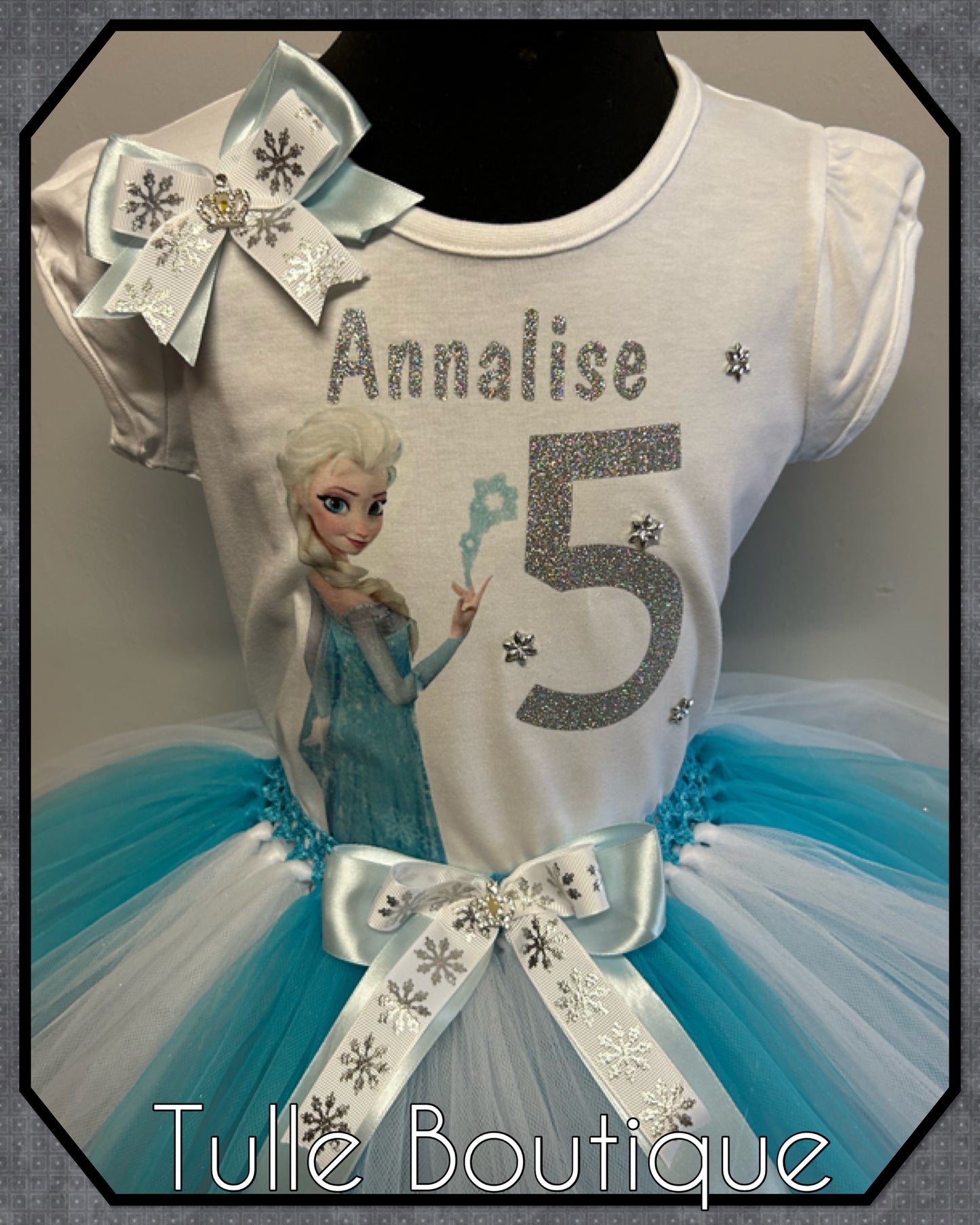 Girls Frozen Princess Elsa T-shirt and tutu birthday party outfit