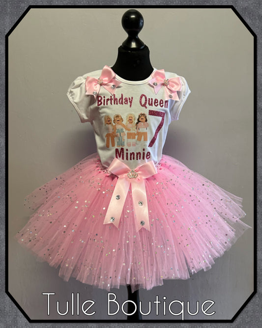 Girls Roblox personalised T-shirt and  birthday tutu party outfit