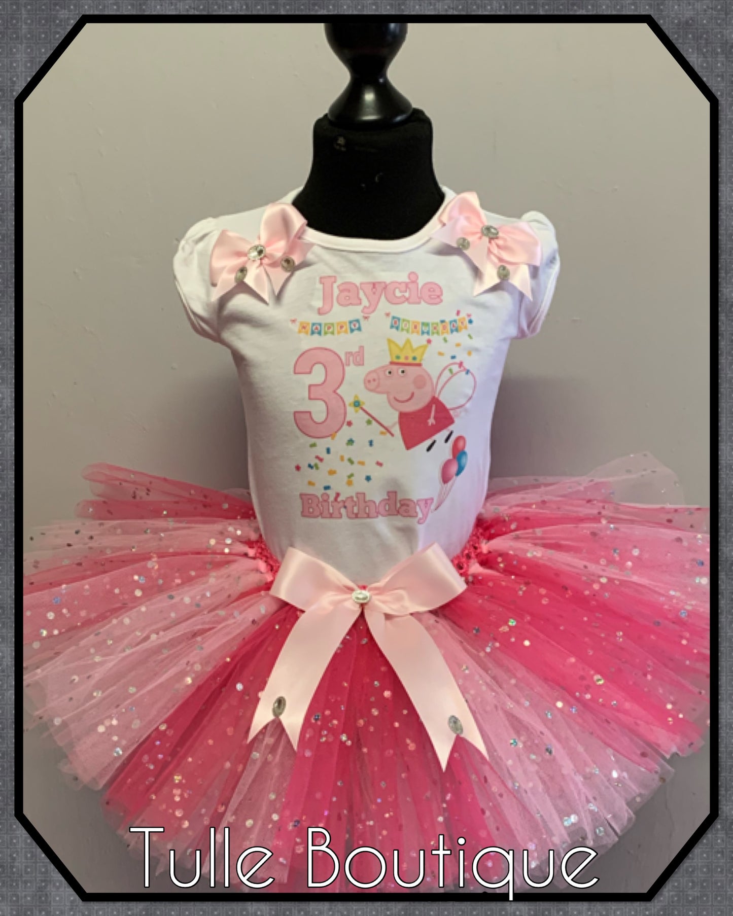 Girls Peppa Pig T-shirt and tutu birthday party outfit