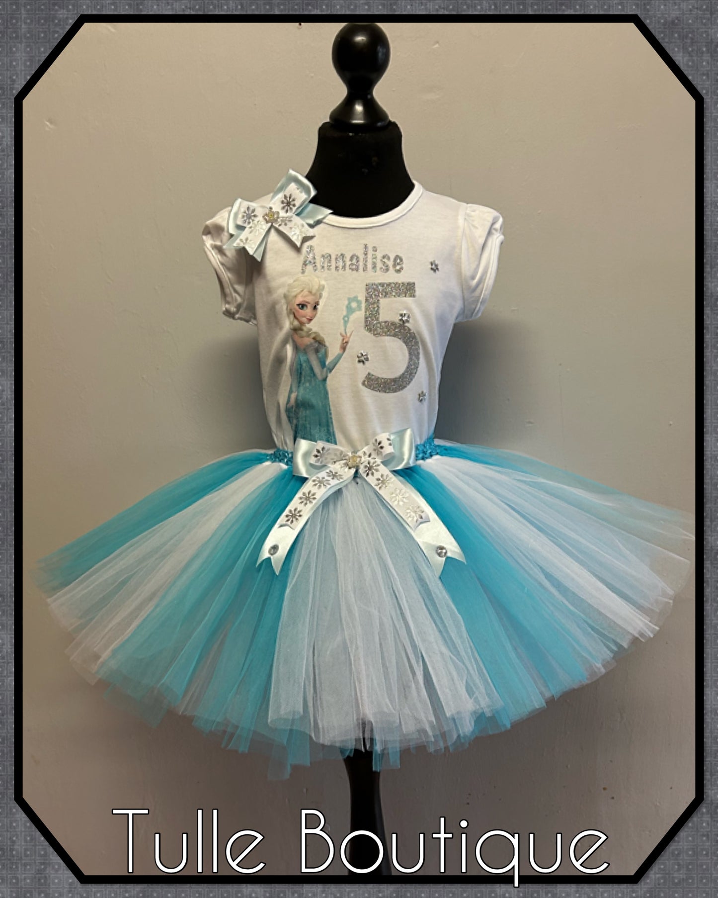 Girls Frozen Princess Elsa T-shirt and tutu birthday party outfit