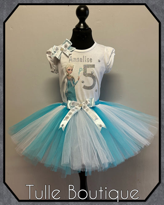 Girls Frozen Princess Elsa T-shirt and tutu birthday party outfit