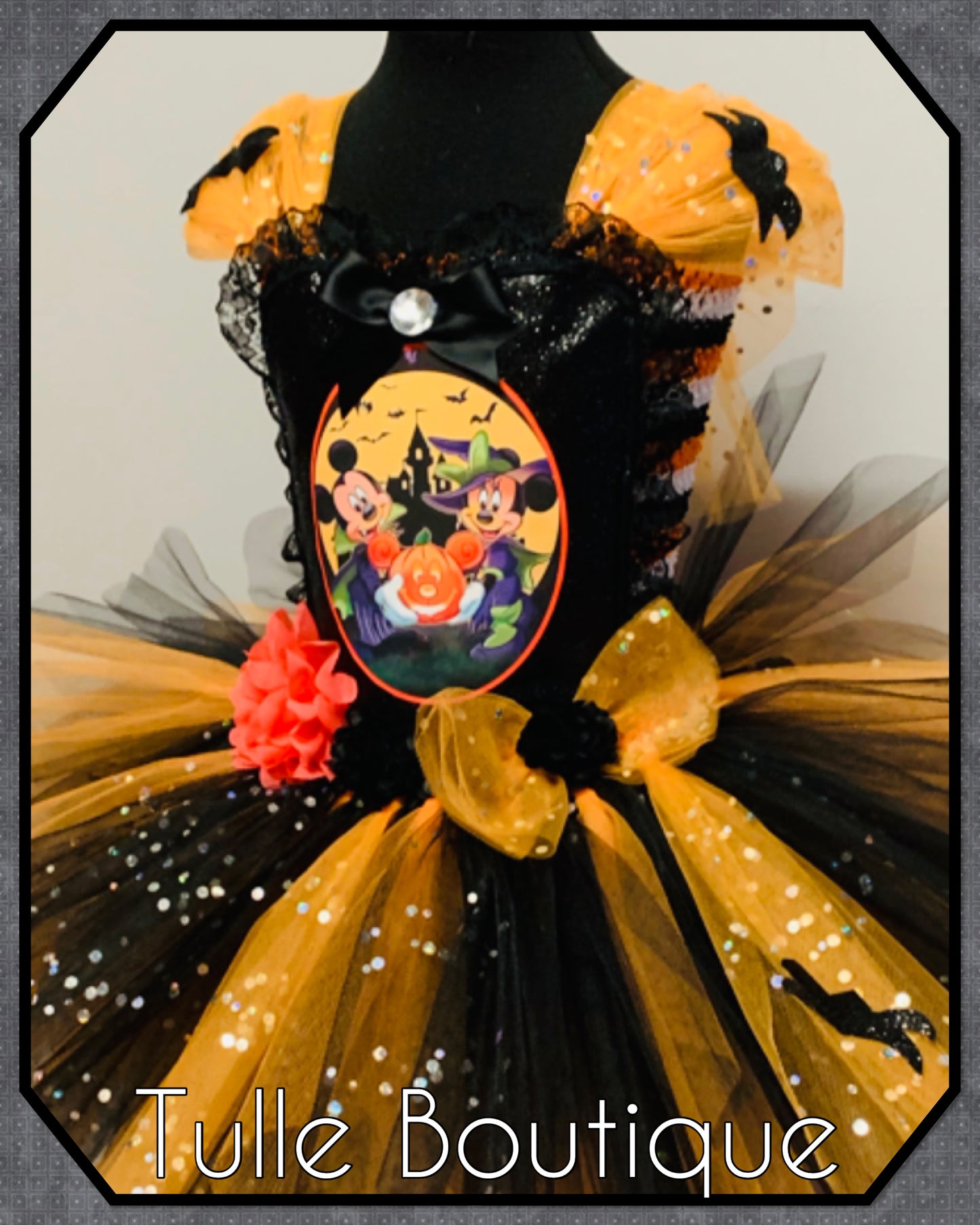 Girls Halloween Mickey and Minnie Mouse spooky birthday tutu dress