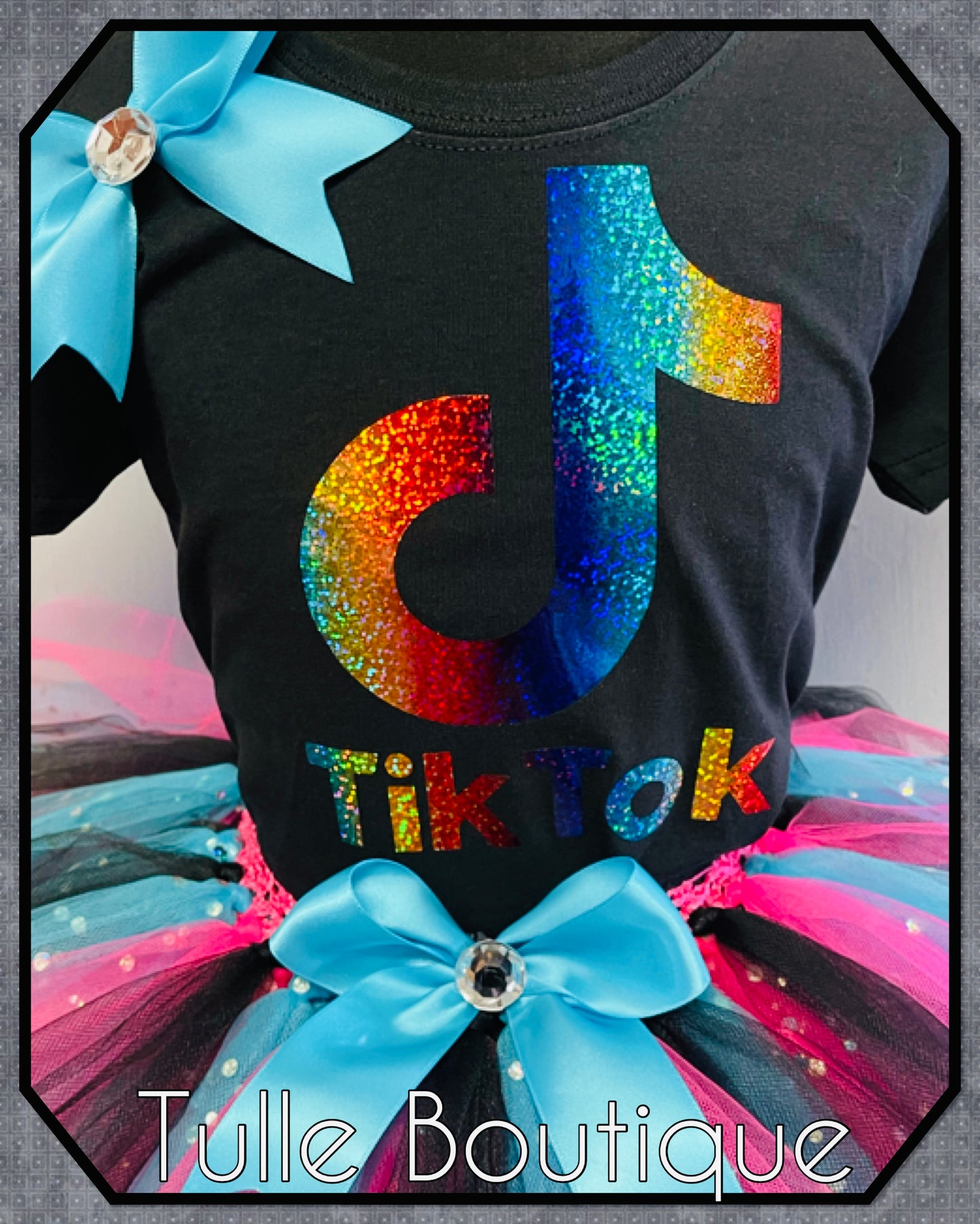 Tiktok T-shirt and tutu birthday party outfit