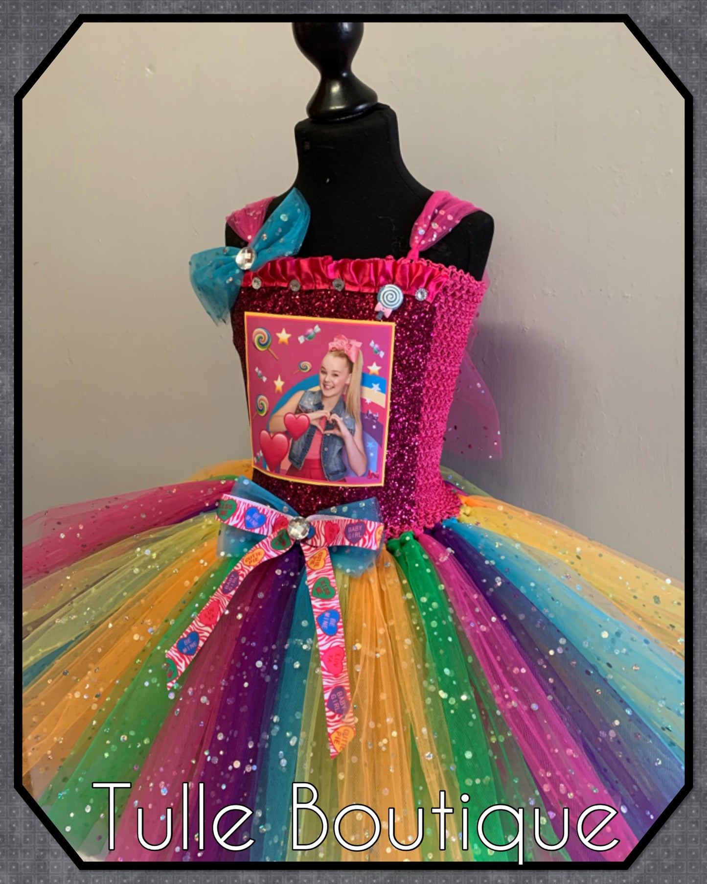 Jojo Siwa rainbow birthday party tutu dress