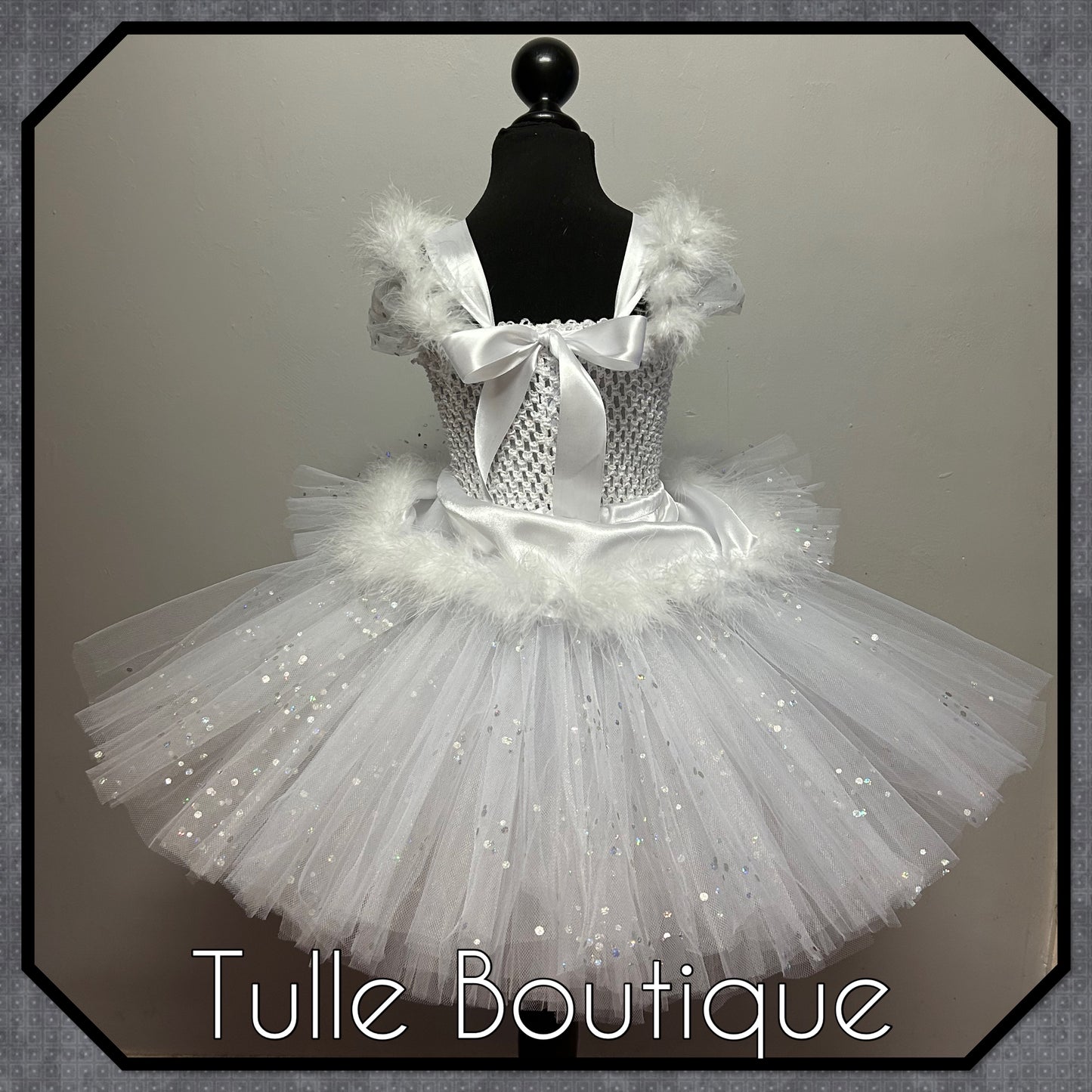 LEAH. Winter Wonderland Ice queen princess tutu dress with longer back.