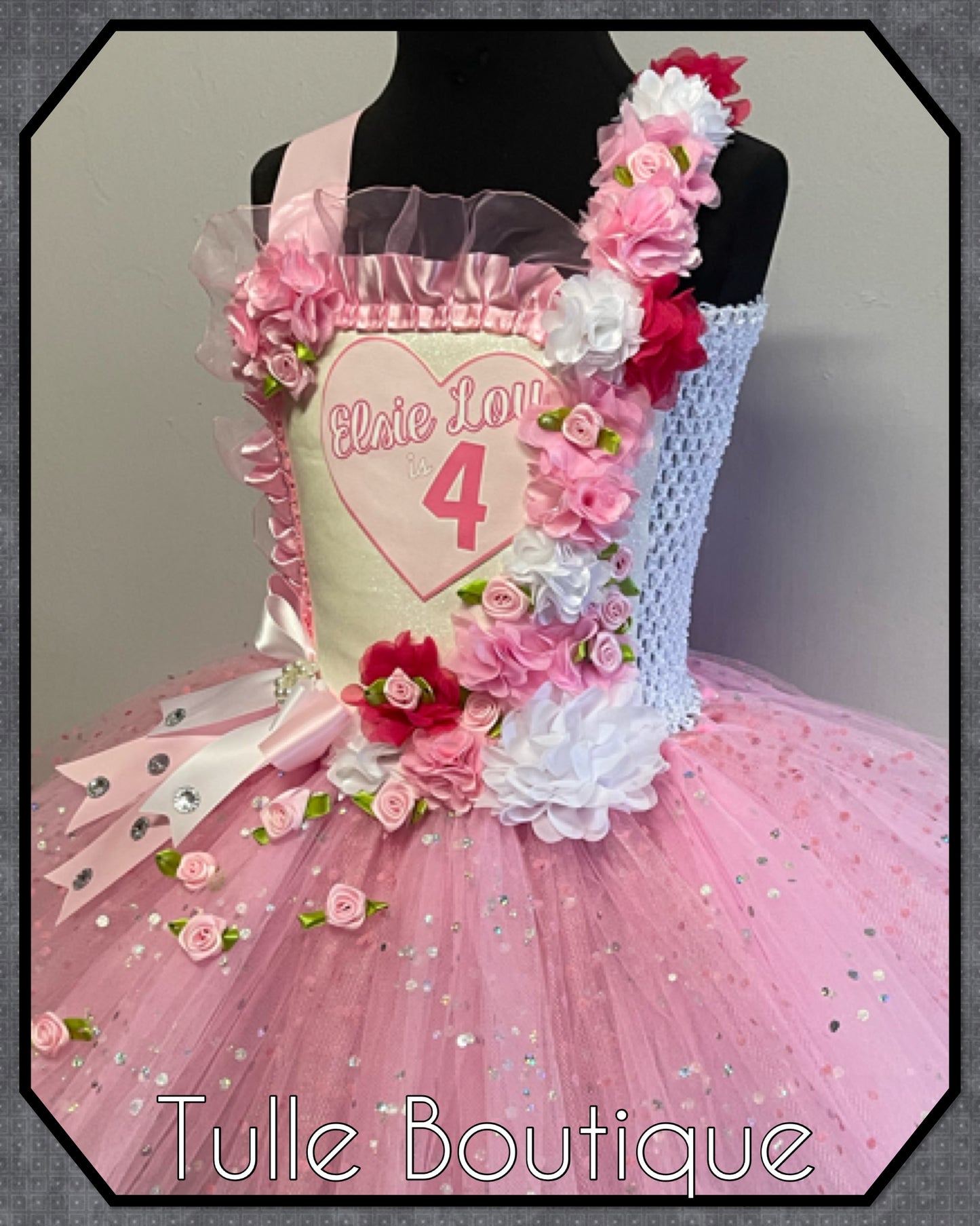 Girls Baby pink personalized Princess ballgown tutu dress