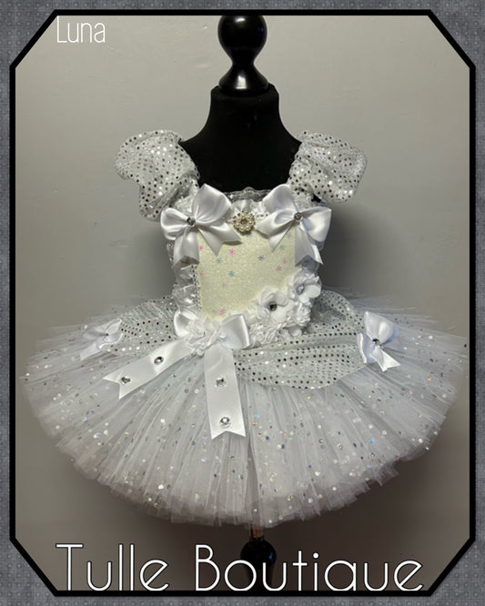 LUNA. Winter wonderland white sequin Princess ice queen ballgown tutu dress