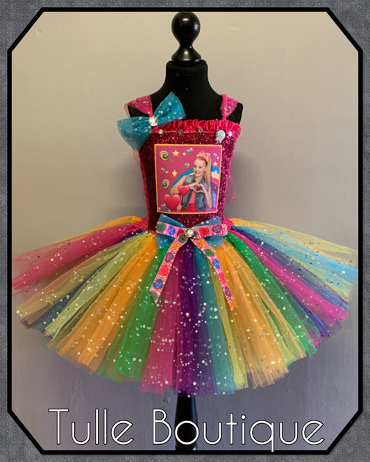 Jojo Siwa rainbow birthday party tutu dress