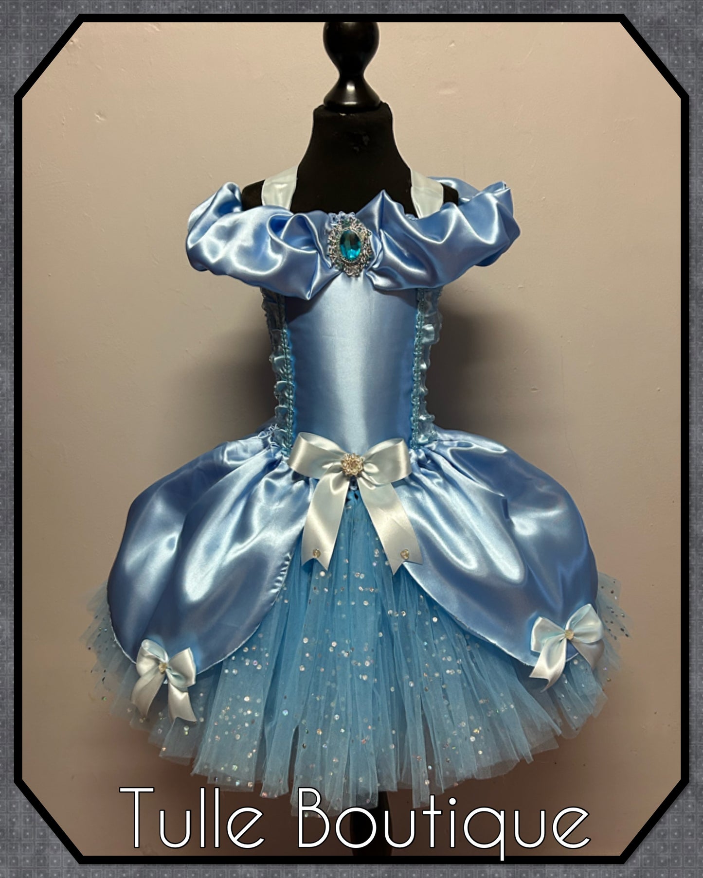 LUANNE. Girls Blue satin Princess ballgown tutu dress