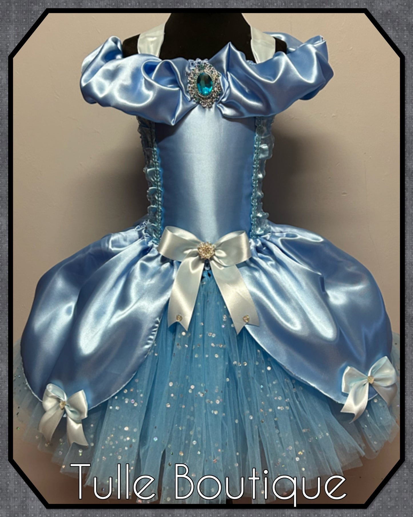 LUANNE. Girls Blue satin Princess ballgown tutu dress