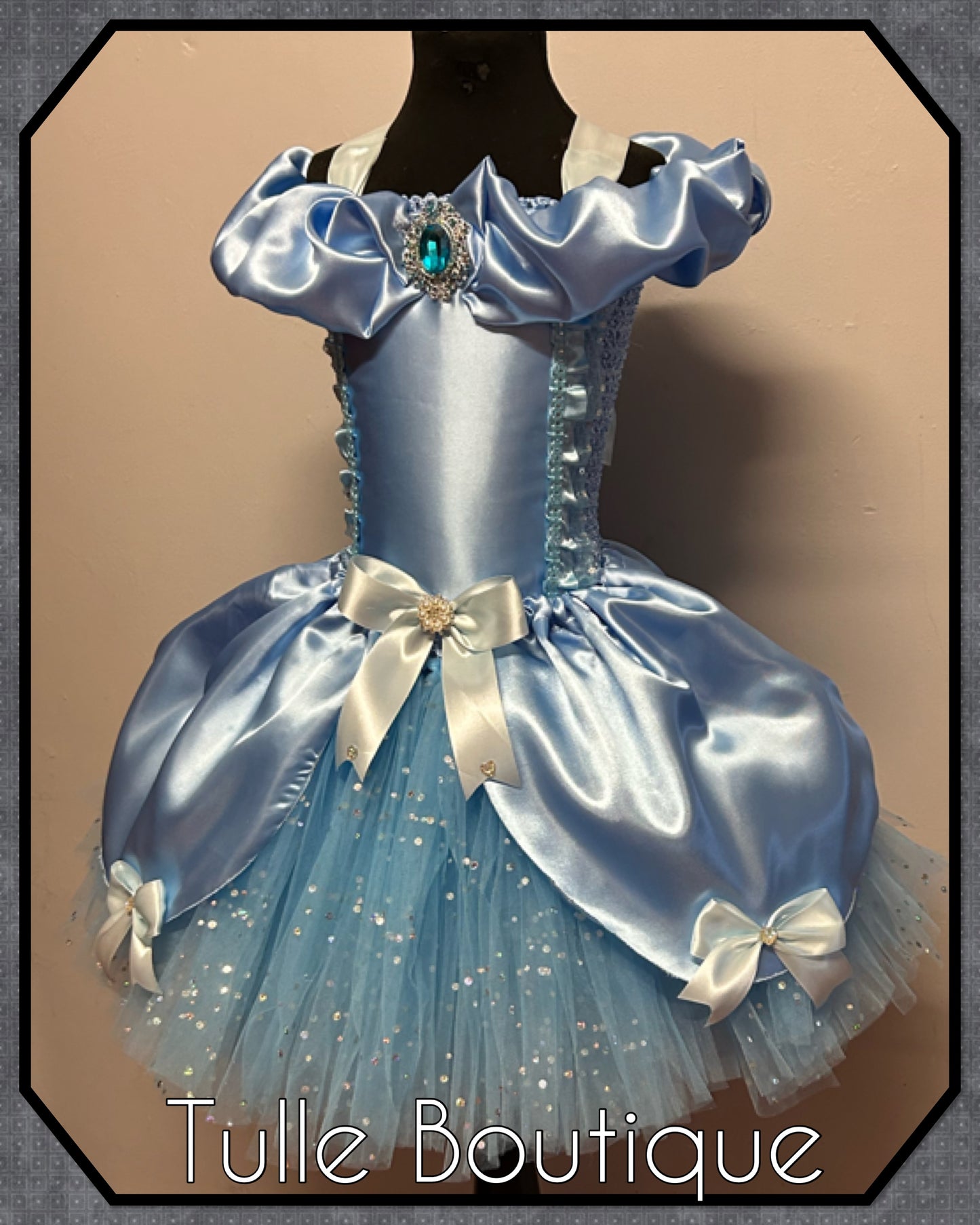 LUANNE. Girls Blue satin Princess ballgown tutu dress