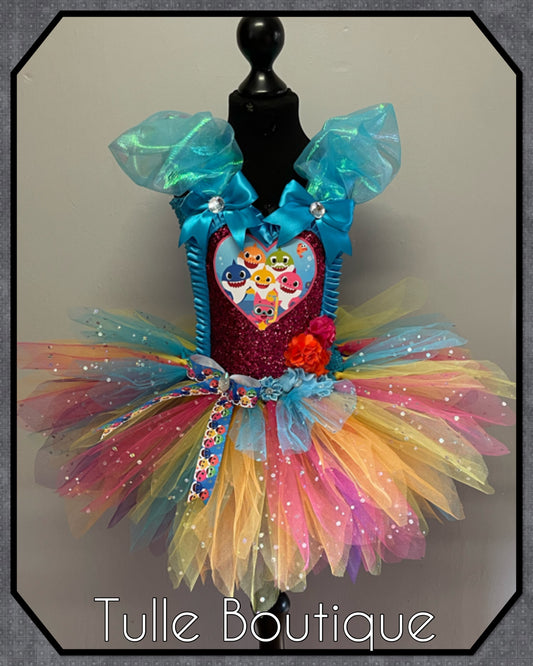 Baby shark fish birthday party tutu dress