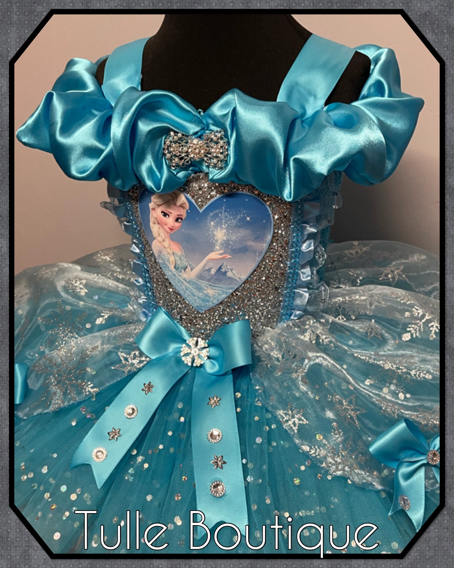 Frozen Elsa turquoise snowflake ballgown tutu dress