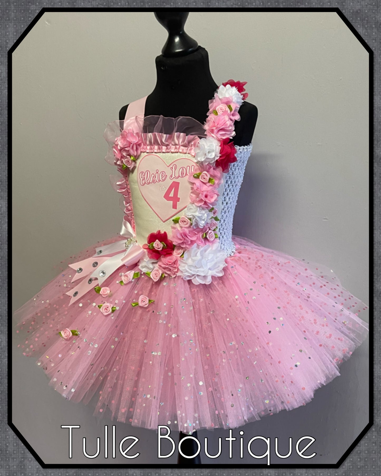 Girls Baby pink personalized Princess ballgown tutu dress