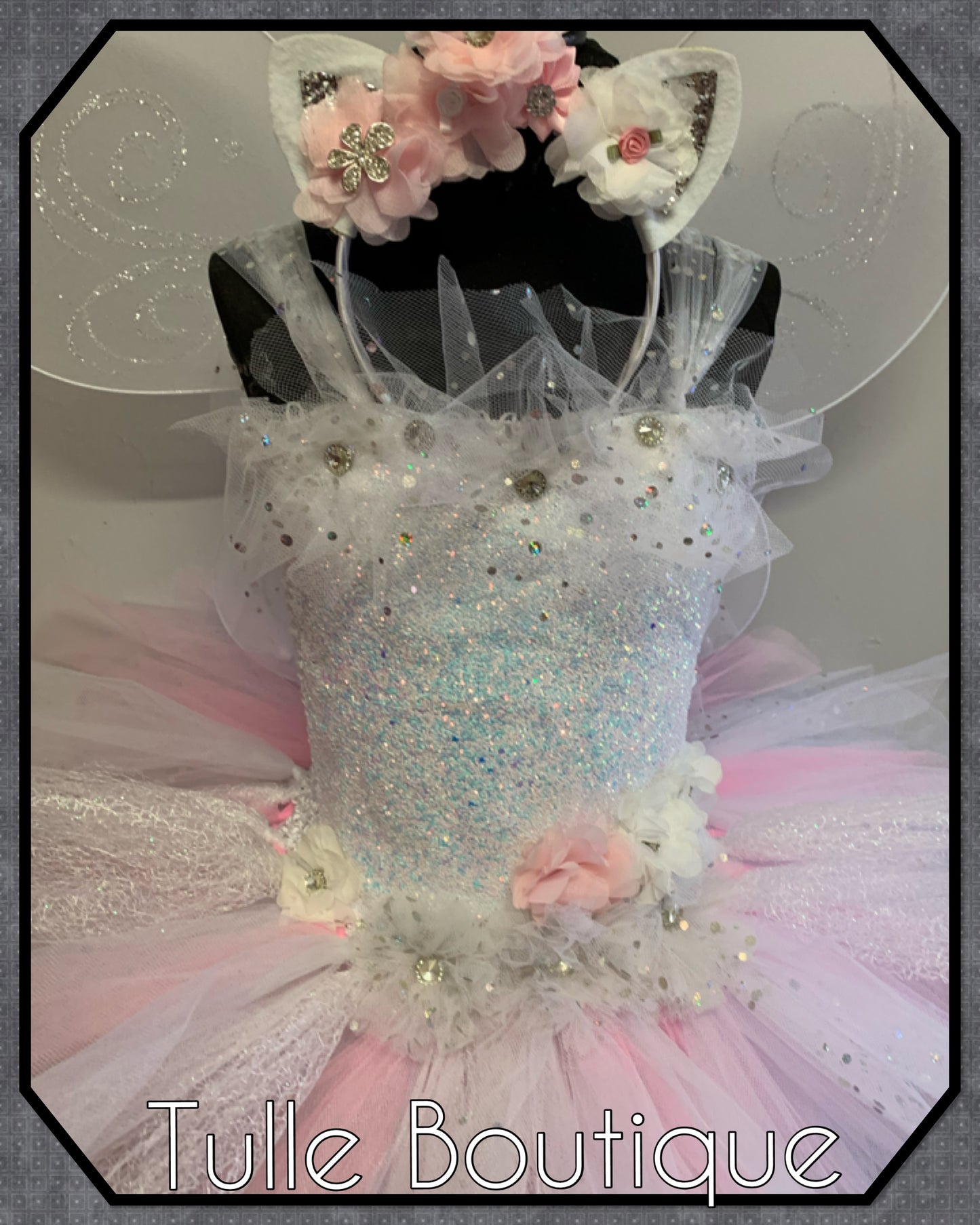 LACEY. Baby pink and white Unicorn princess tutu birthday party dress