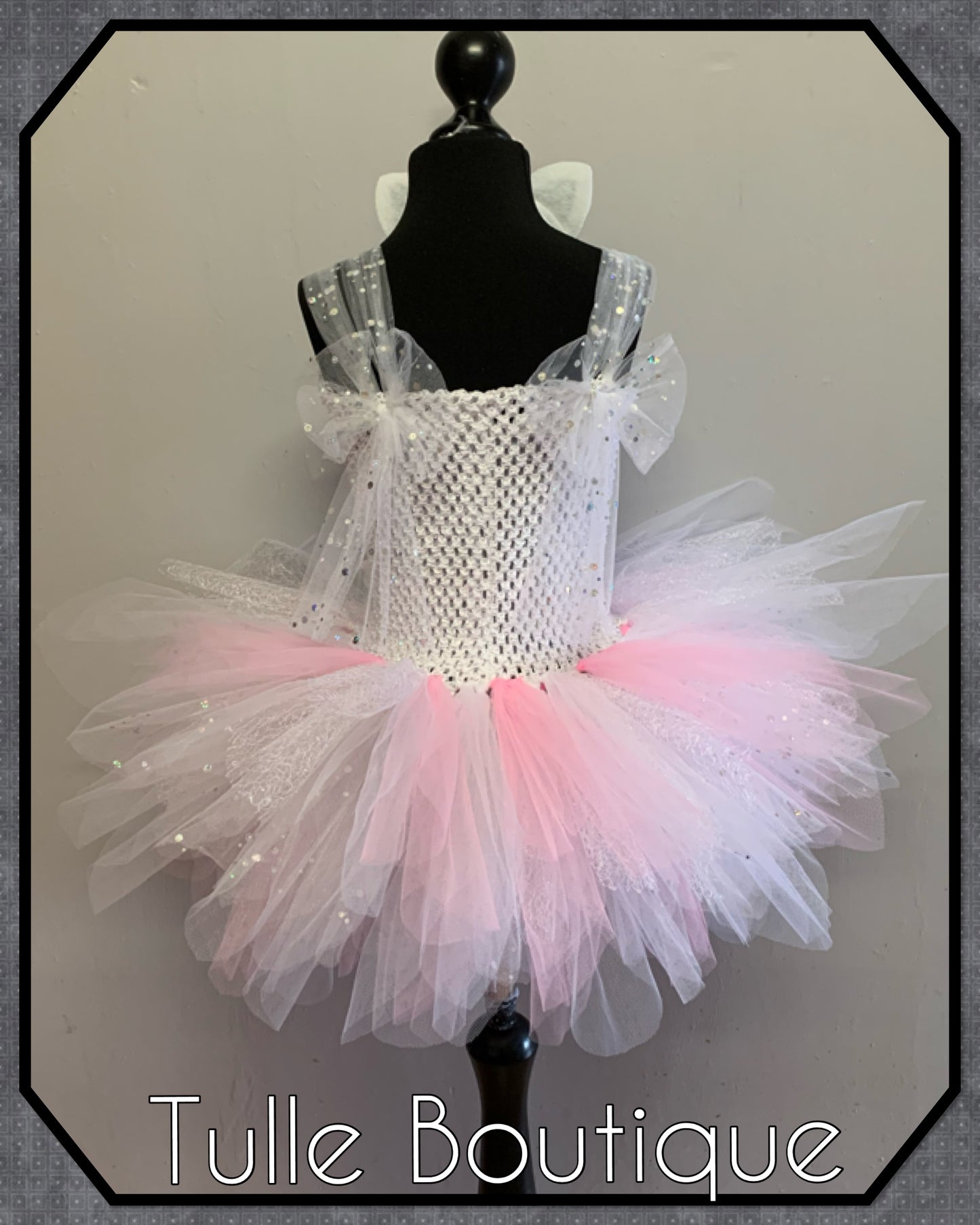 LACEY. Baby pink and white Unicorn princess tutu birthday party dress