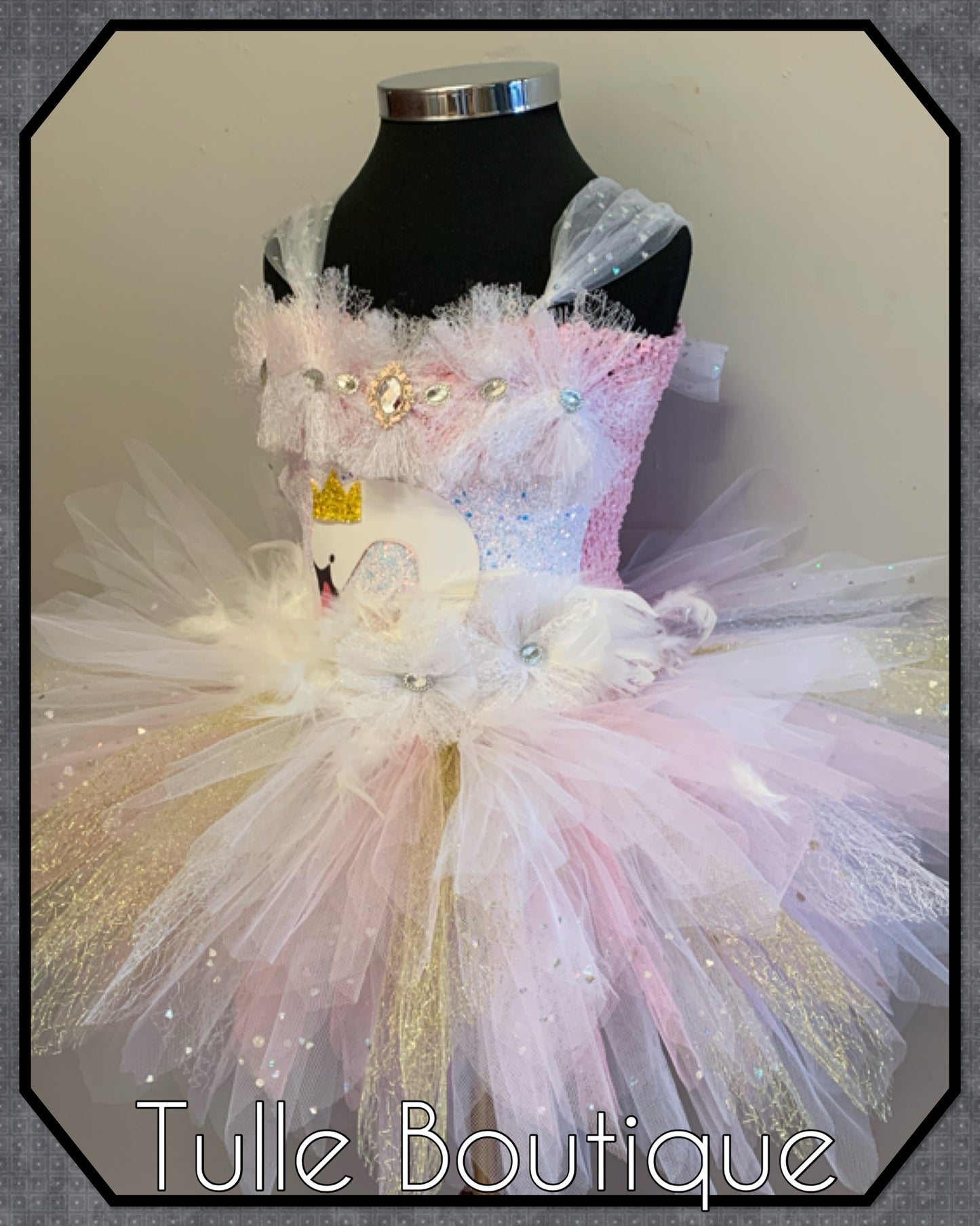 LEONA.Enchanted Swan Christmas party tutu dress