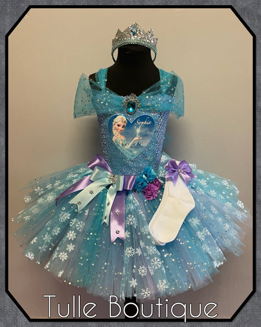 Girls Frozen Elsa princess tutu birthday party dress