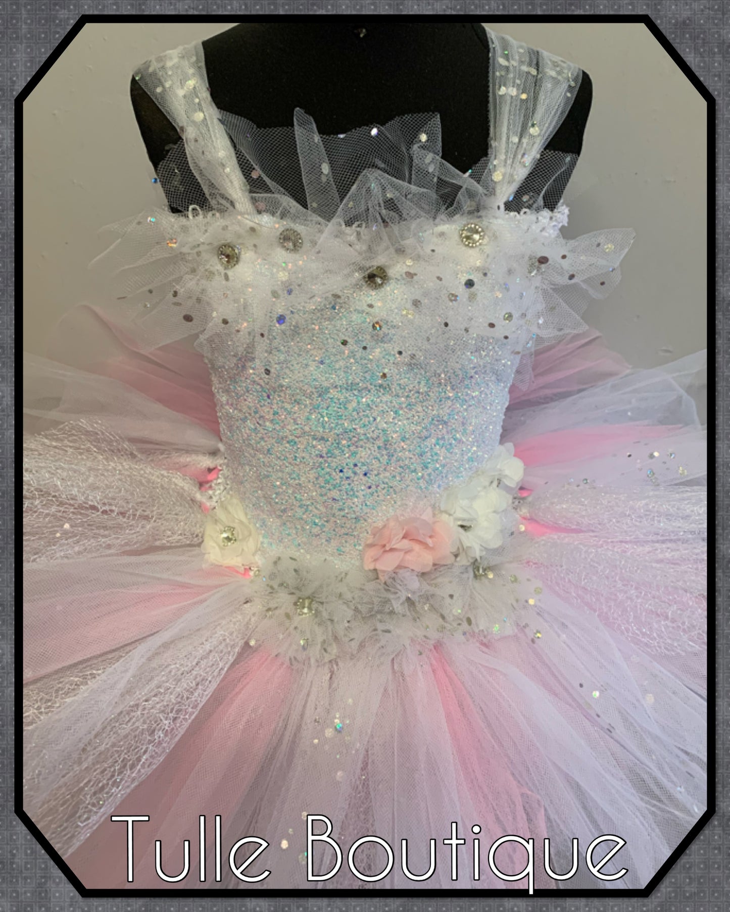 LACEY. Baby pink and white Unicorn princess tutu birthday party dress