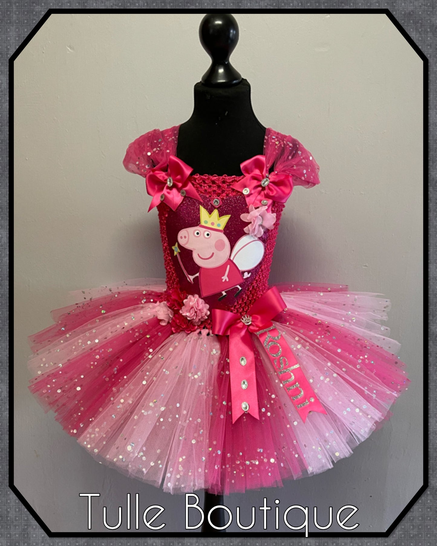 Girls Hotpink Peppa pig personalized tutu birthday party dress