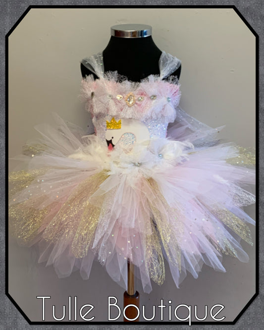 LEONA.Enchanted Swan Christmas party tutu dress