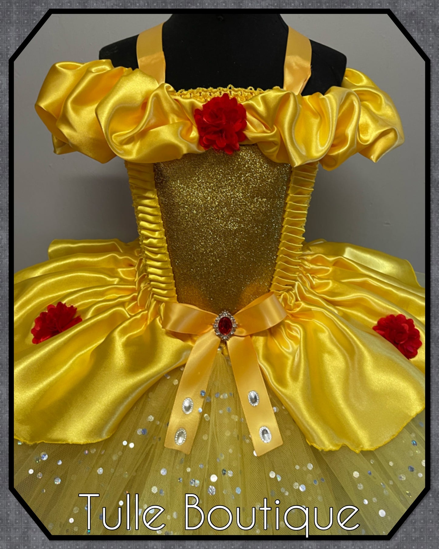 Princess Belle glitter ballgown yellow tutu dress