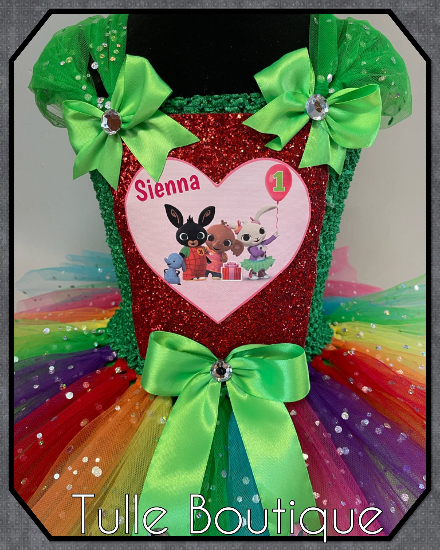 Bing bunny personalized rainbow birthday tutu dress