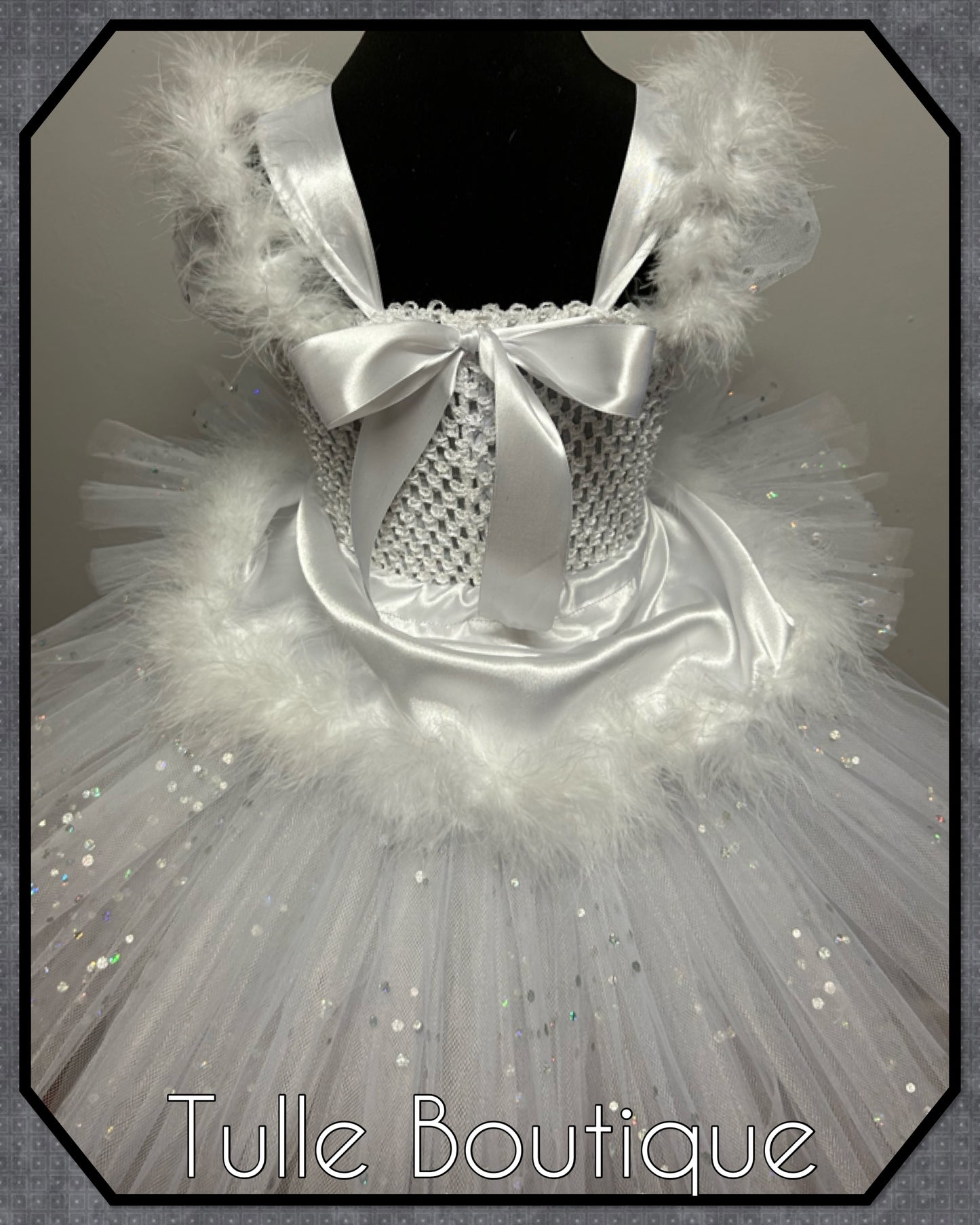 LEAH. Winter Wonderland Ice queen princess tutu dress with longer back.